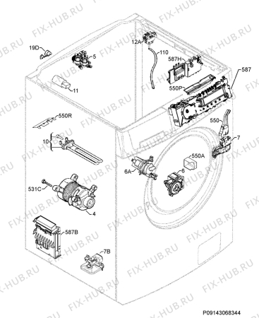 Взрыв-схема стиральной машины Rex RWW168500W - Схема узла Electrical equipment 268